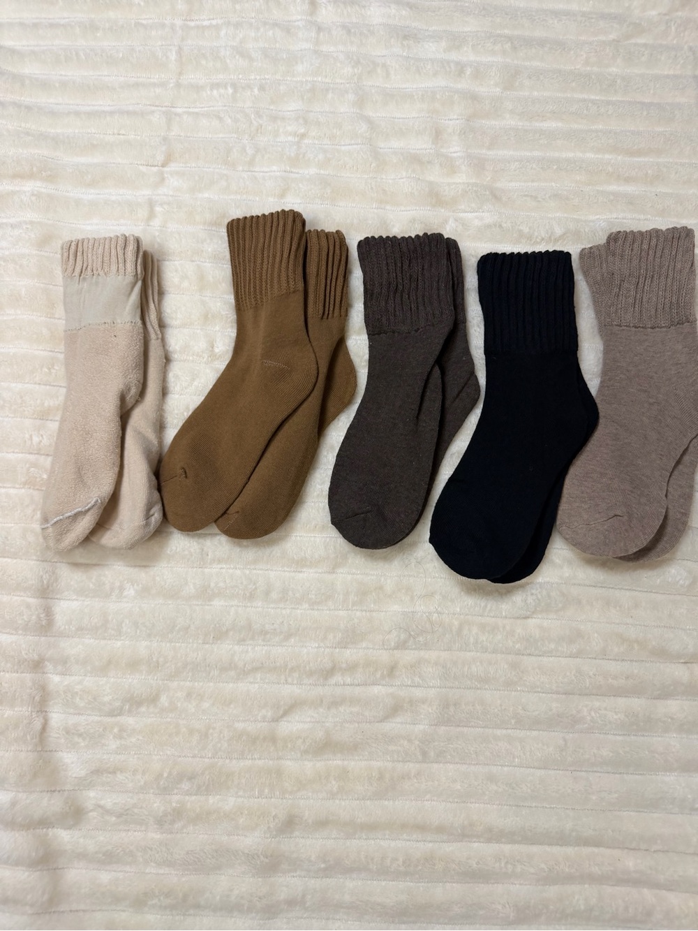 Men's Ribbed Crew Socks - 5-Pack in Neutral Tones